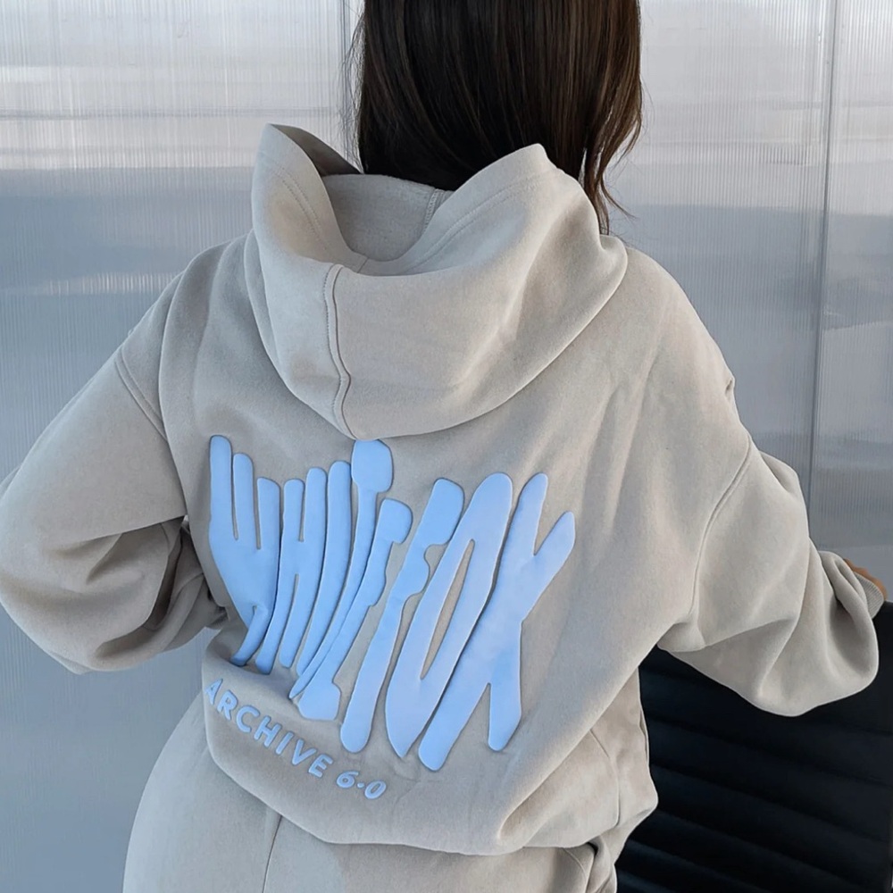 White fox hoodie and sweatpant set